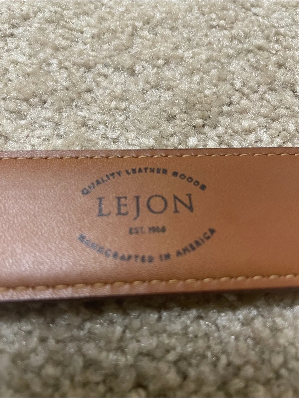 LEJON Men's Brown Leather Belt with Silver Buckle - Size 40
